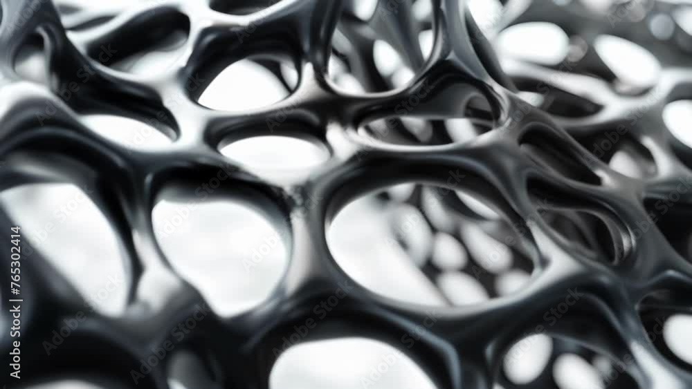 Poster a closeup of a lightweight structure made of black aerographite material showcasing its intricate an
