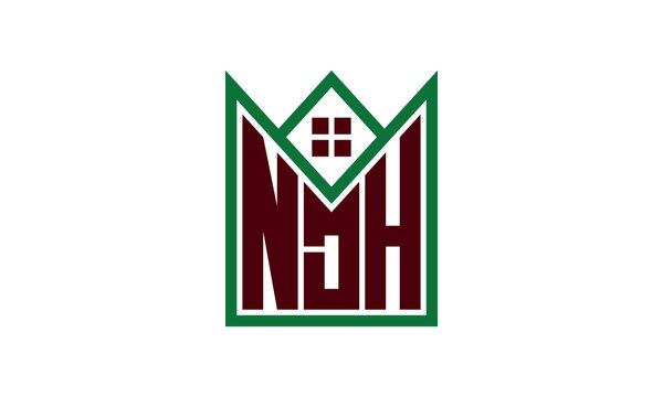 NDH initial letter builders real estate logo design vector. construction, housing, home marker, property, building, apartment, flat, compartment, business, corporate, house rent, rental, commercial
