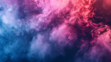 Dramatic smoke and fog in contrasting vivid red, blue, and purple colors. Vivid and intense abstract background or wallpaper.