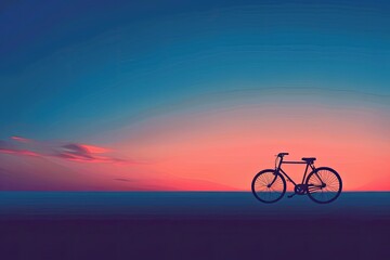 Fototapeta premium A minimalist depiction of a bicycle silhouette against a sunset-colored gradient