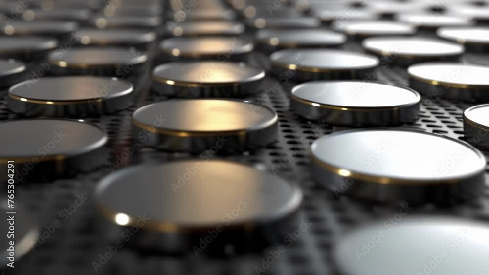 Poster a series of small piezoelectric discs are positioned in an organized pattern demonstrating the poten