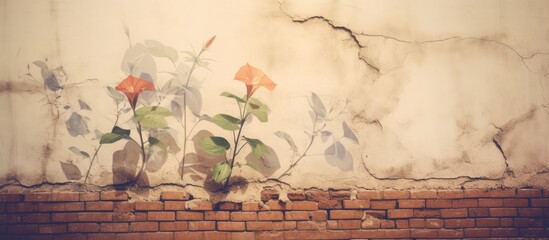 A wall is depicted with a single plant emerging from it, adding a touch of nature to the urban setting