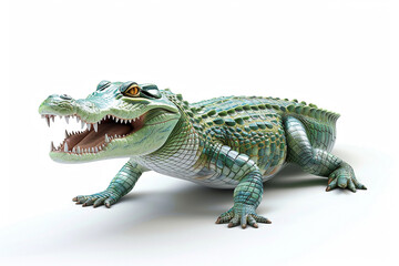 A Crocodile 3d render white background. Cute animal vocabulary for kindergarten children concept.