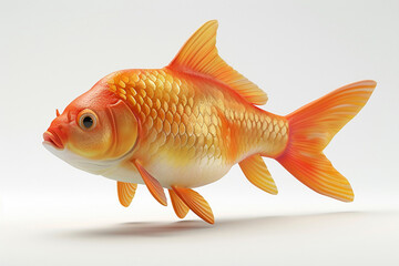 A Fish 3d render white background. Cute animal vocabulary for kindergarten children concept.