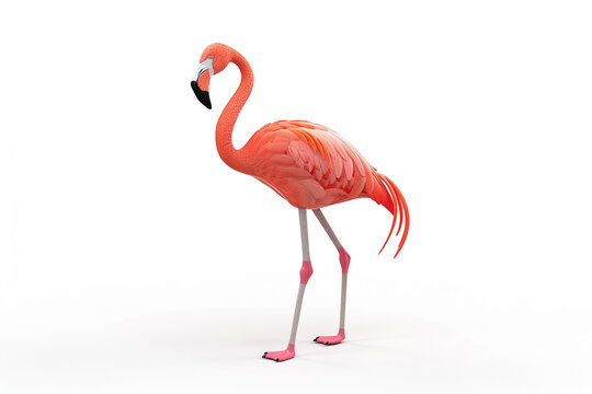 A Flamingo 3d render white background. Cute animal vocabulary for kindergarten children concept.
