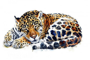 Obraz premium A Jackal cute hand draw watercolor white background. Cute animal vocabulary for kindergarten children concept.