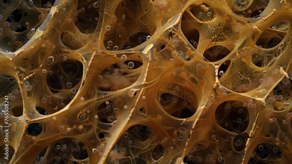 Poster a detailed view of the microscopic particles embedded within the fabric responsible for the reaction