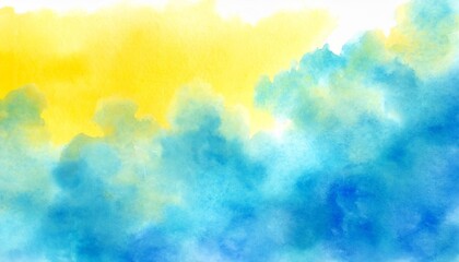 blue yellow watercolor abstract background a watercolor abstraction of clouds and fog on a textured paper background and toned with a blue to yellow gradient image displays a paper texture at 100