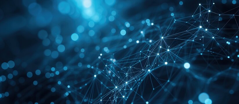 Technology concept Abstract and futuristic blue dots and lines connected together