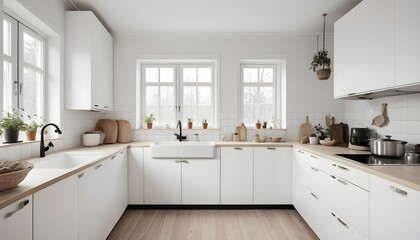 Fototapeta na wymiar Modern, contemporary clean kitchen, modern interior design