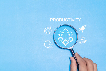 Process to increase productivity concept. Industrial management in efficiency and efficient process. Lean cost and productivity growth.