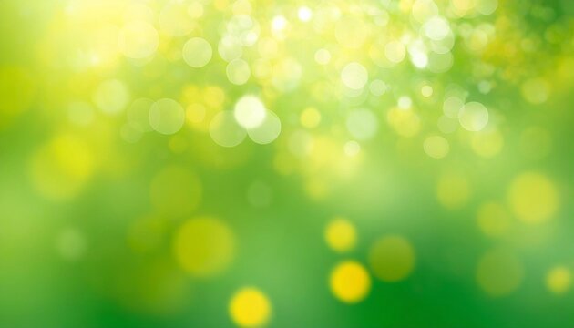 spring or summer background green and yellow blurred abstract background with magic lights