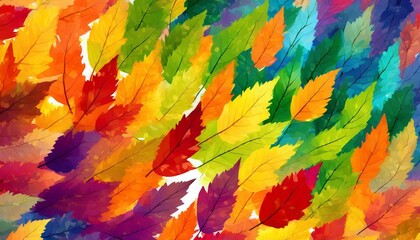 multicolored spectrum rainbow texture fallen autumn leaves tile background