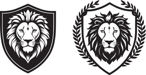 Set of lion head logo