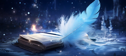 a wizard's quill with a magic spell written on it, ai generative