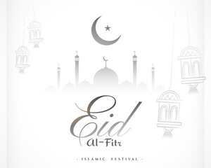 beautiful eid al fitr greeting background with islamic decor