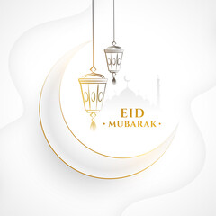 islamic festival eid mubarak white background design