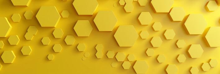 Yellow hexagon geometric wall, 3D render  abstract minimal concept
