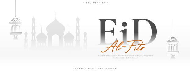 islamic festival eid al fitr wishes banner design - obrazy, fototapety, plakaty
