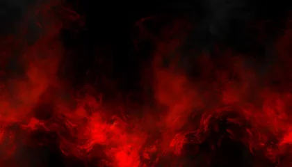 Fototapeten grunge dark horror black background with bright red mist smoke halloween goth design © Josue