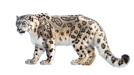 Fototapeta premium A snow leopard stunning isolated with white background