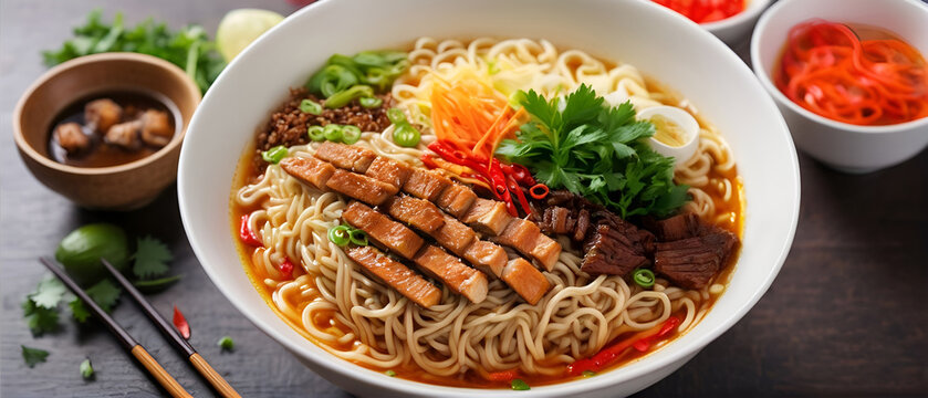 chinese food noodle on a table for chinese food web banner b