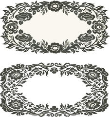 Set of floral ornament frame border