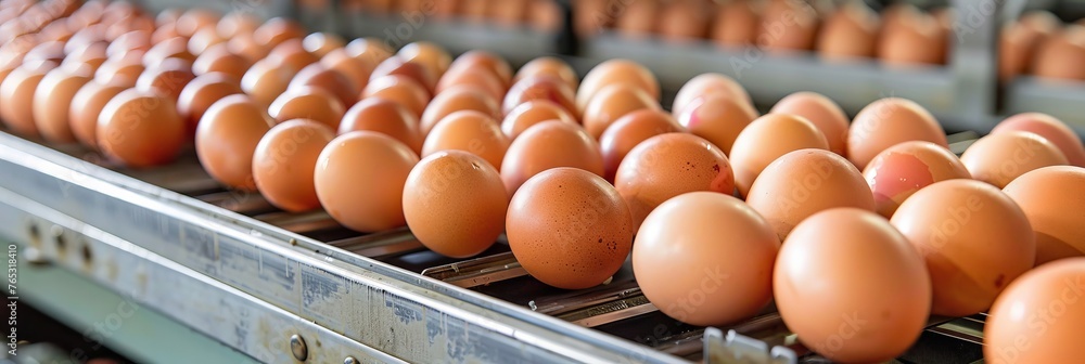 Poster efficient egg sorting machine in a commercial egg production facility optimizing egg processing
