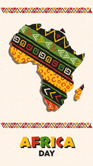 Africa day tribal art continent shape celebrating African unity . Eps 10 vector ilustration 