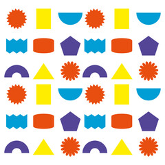 Figuras geométricas abstractas. Vectores para niños. Plantilla amigable y colorida. Líneas, formas y círculos. Elementos de colores.