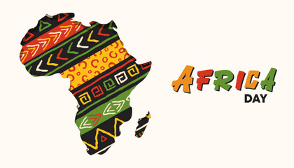 Africa day tribal art continent shape celebrating African unity . Eps 10 vector ilustration  - obrazy, fototapety, plakaty