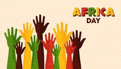 Hands in the air celebrating African Day . Eps 10 vector ilustration - obrazy, fototapety, plakaty