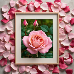 Rose petal frame border blank background d