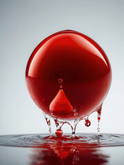 Red ball falls into the water