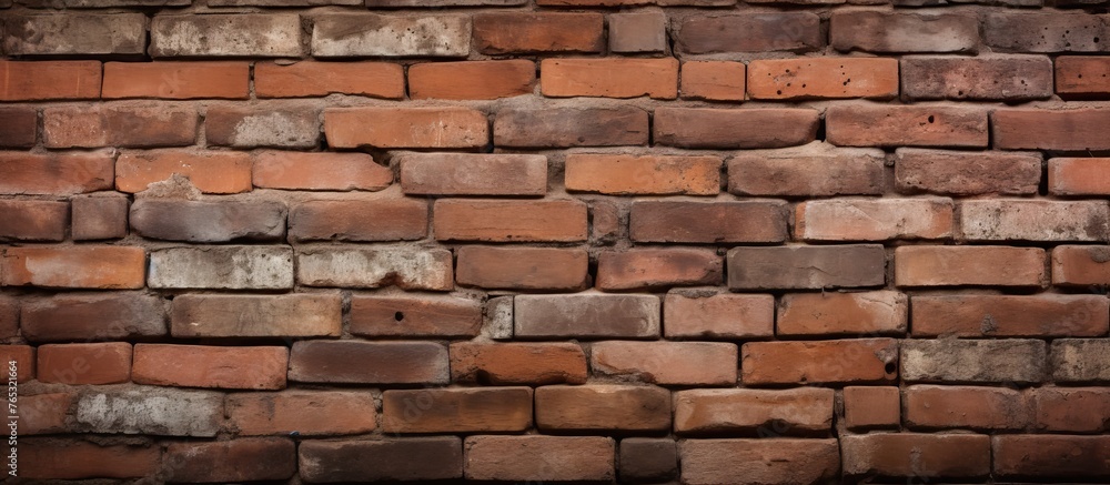 Poster a detailed closeup of a brown brick wall showcasing the craftsmanship of the bricklayer. the rectang