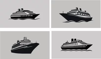 Fotobehang Set of cruise ship logo silhouette © Tri Endah Wanito