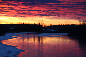 Sunset Glow On The Water, Pylypow Wetlands, Edmonton, Alberta