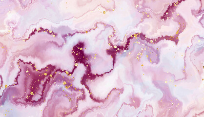 Agate stone painting background design with smooth waves and gold glitter.
