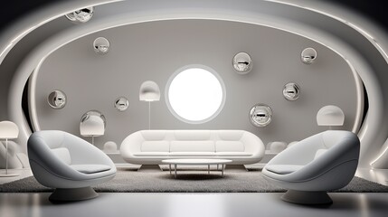 Futuristic living room interior design 