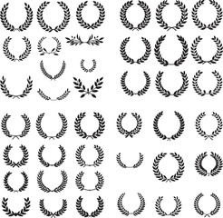 set of laurel wreath icon logo vector - obrazy, fototapety, plakaty