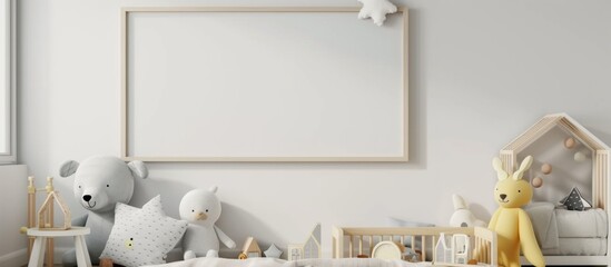 mockup of the frame on the wall of the child's room