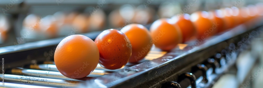 Poster efficient egg sorting machine at work in commercial egg production for streamlined operations
