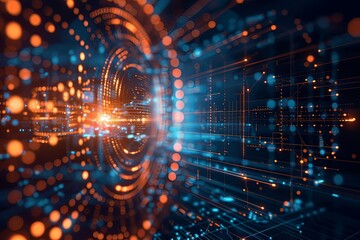 Obraz premium Digital Transformation, System Engineering and Programming Abstract Background