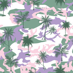 Stylish Summer camouflage palm tree Seamless pattern