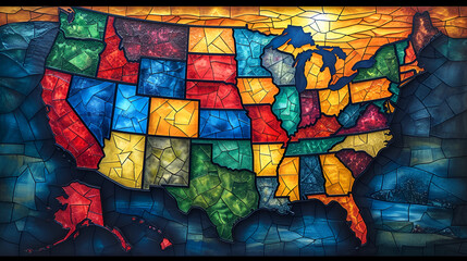 Map of United States -  in the background- library - stylish - geography - European background 