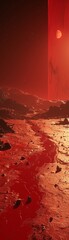 Imagine a visually striking representation of anarchist colonies thriving on Mars Emphasize the contrast between the red planets barren landscape and the vibrant, unconventional structures of these se