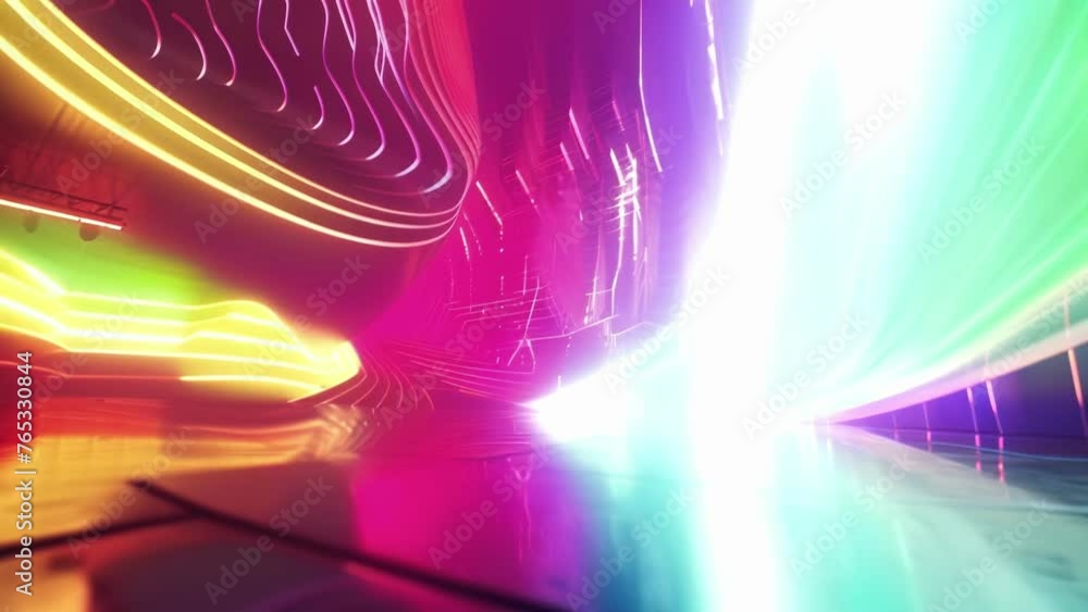 Aufkleber a brightlycolored geometric pattern is projected onto the side of a stage creating an otherworldly b