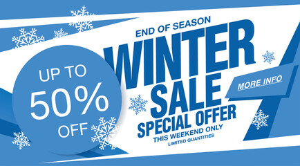 Winter sale banner template design, vector illustration - obrazy, fototapety, plakaty
