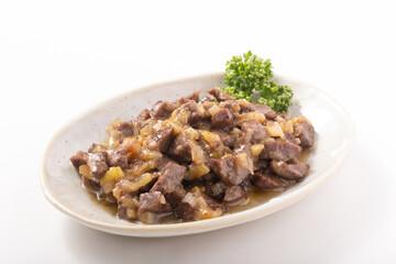 国産牛ハツ　ネギ塩炒め