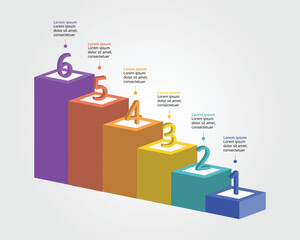 Graph template level number for infographic for presentation for 6 element